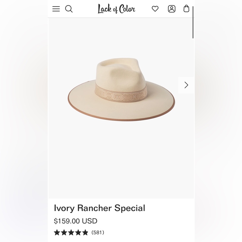 Lack of color Ivory rancher special, worn twice, size S